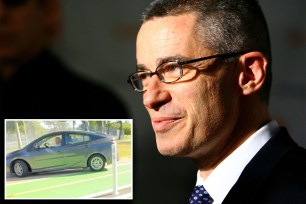 Pictures of McGreevey and the blurry image of his moving violation.