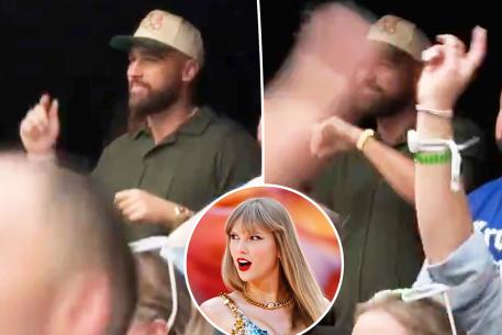 Travis Kelce grins as Taylor Swift sings ‘Love Story’ proposal lyrics during Eras Tour stop in London