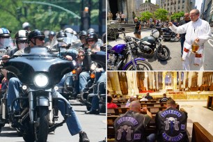 Motorcycles and their riders were blessed at St Patricks Cathedral this afternoon