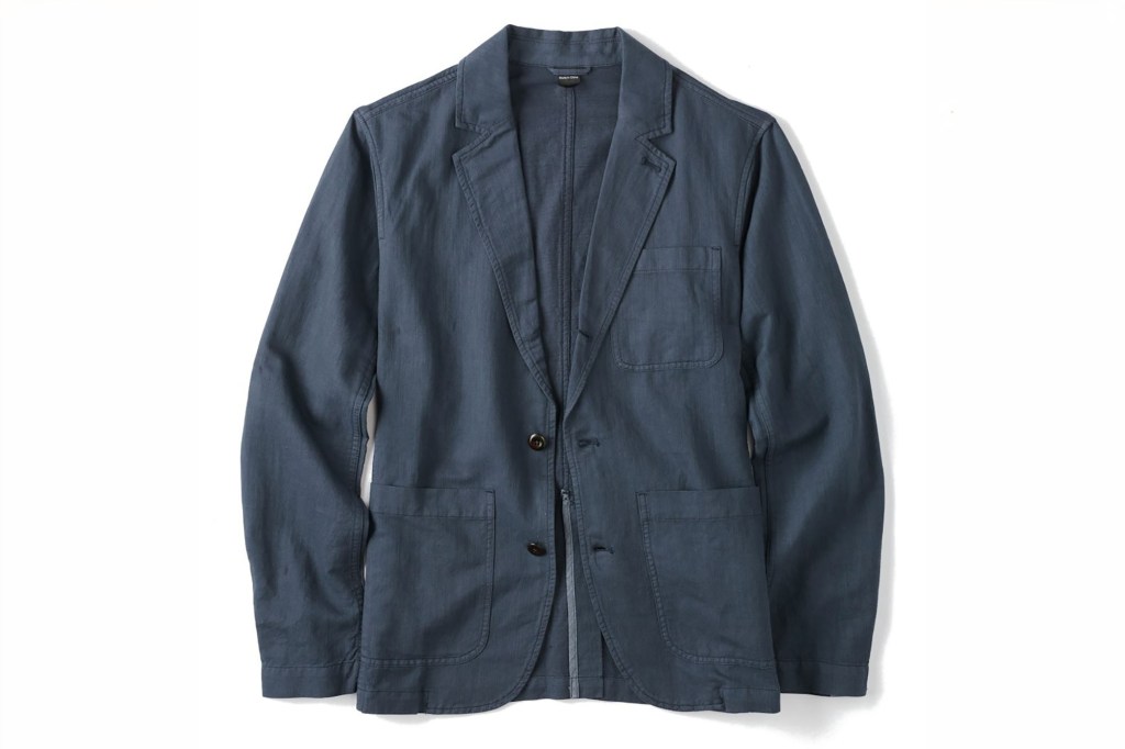 Blue jacket with buttons by Flint and Tinder