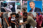 UNRWA Commissioner-General Philippe Lazzarini children waiting for food and Red Cross members receive Israeli and foreigners prisoners from Hamas military