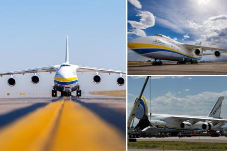 A massive Ukrainian AN-124 cargo plane, among the heaviest aircrafts in the world, made a stop at the Denver International Airport to drop off a helicopter.