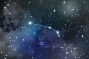 Zodiac star,Aries constellation, on night sky with cloud and stars