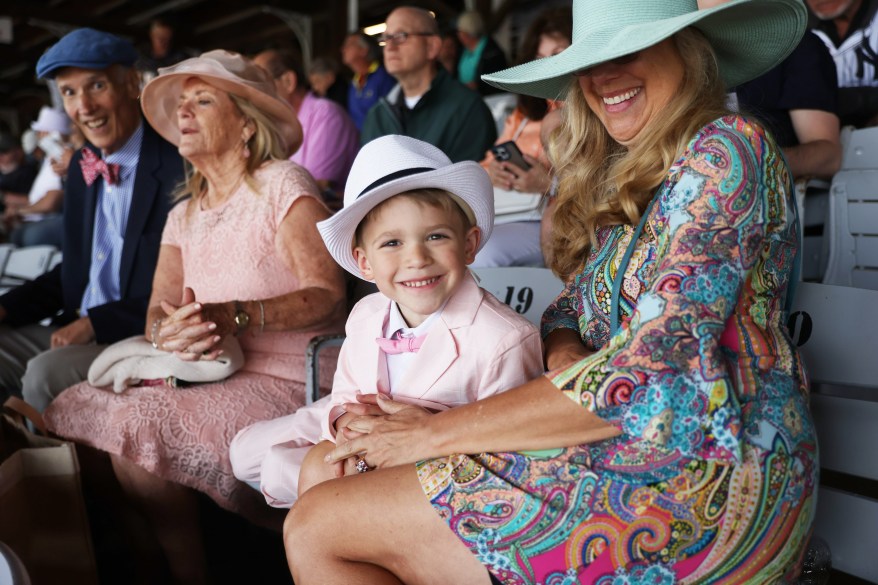 5-year-old Preston Regan excited to watch the races at Belmont Stakes. 