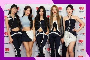 (L-R) Minnie, Miyeon, Soyeon, Yuqi, and Shuhua of (G)I-DLE pose on the red carpet.