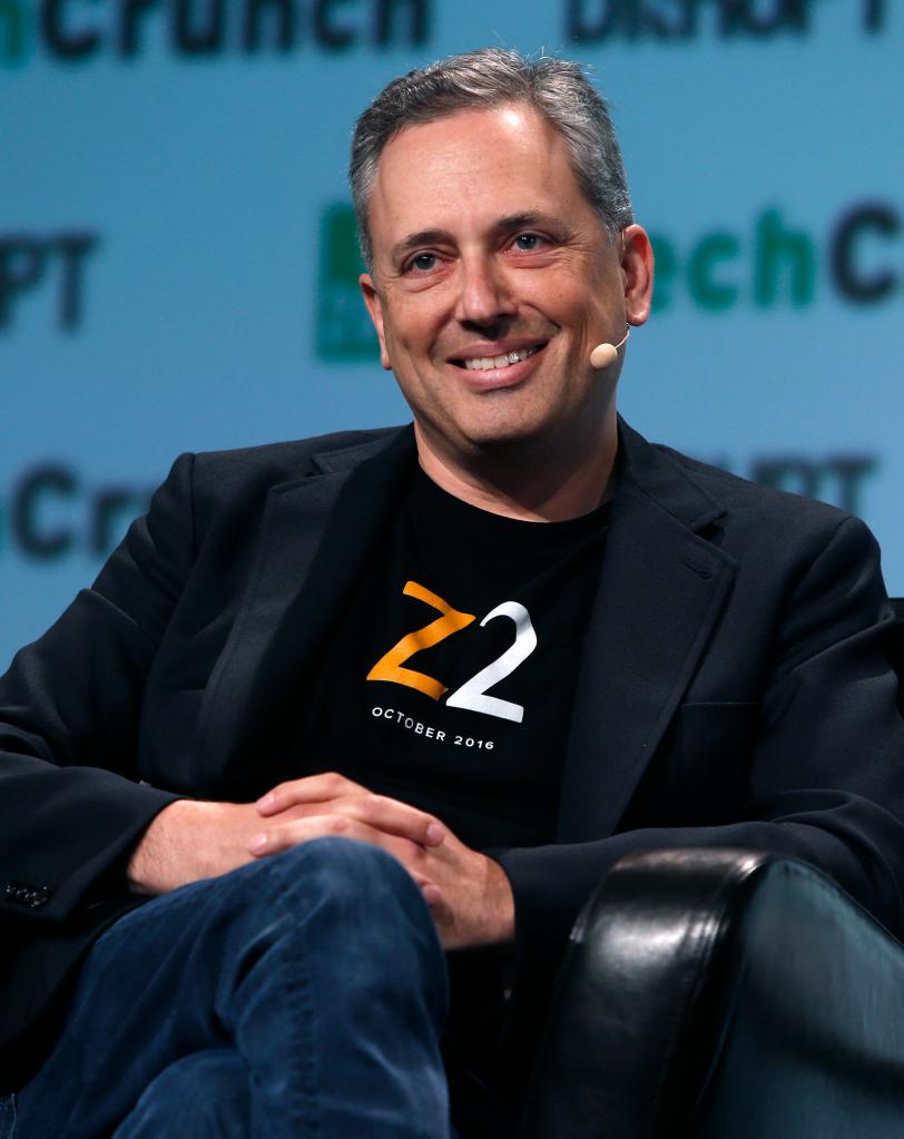 Zenefits CEO David O. Sacks speaking at the TechCrunch Disrupt conference in San Francisco, 2016