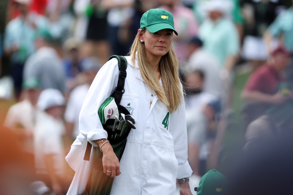 Erica Stoll, looks on on the first hole during the Par 3 contest prior to the 2023 Masters Tournament at Augusta National Golf Club on April 05, 2023 in Augusta, Georgia.
