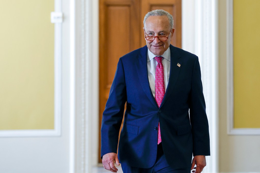 Schumer (D-NY) walks to the Senate Chambers in the U.S. Capitol Building on June 01, 2023 in Washington, DC. 