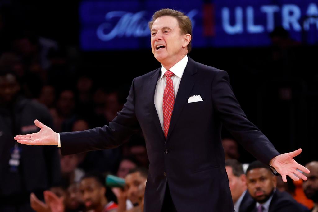 Rick Pitino reacts in the first half against the Seton Hall Pirates during the Quarterfinals of the Big East Basketball Tournament at Madison Square Garden on March 14, 2024 in New York City. 