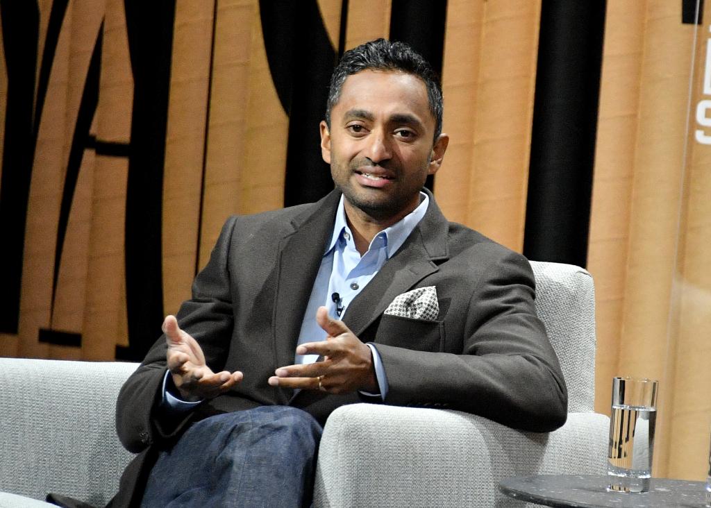 CEO of Social Capital, Chamath Palihapitiya, speaking onstage at the Vanity Fair New Establishment Summit in San Francisco