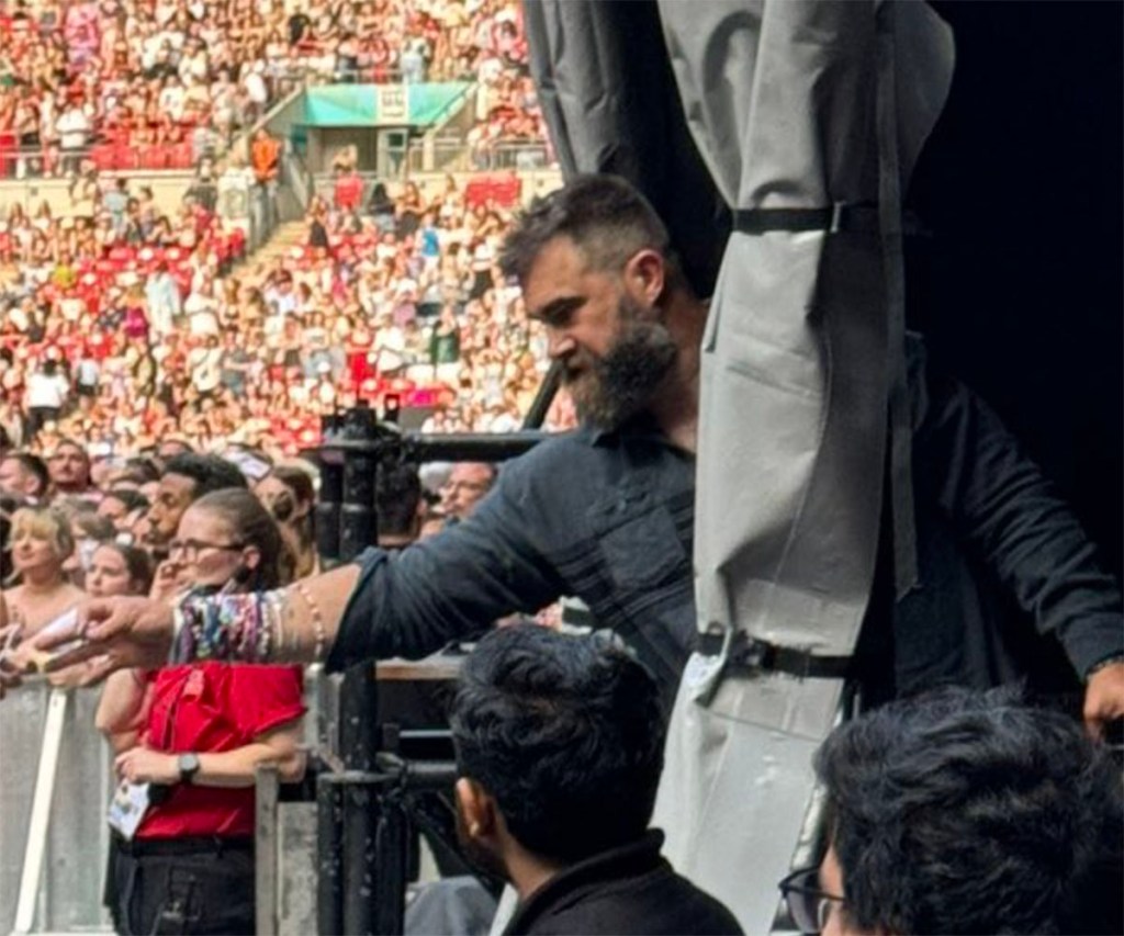 Jason Kelce at Taylor Swift's "Eras Tour" concert in London on June 21, 2024. 