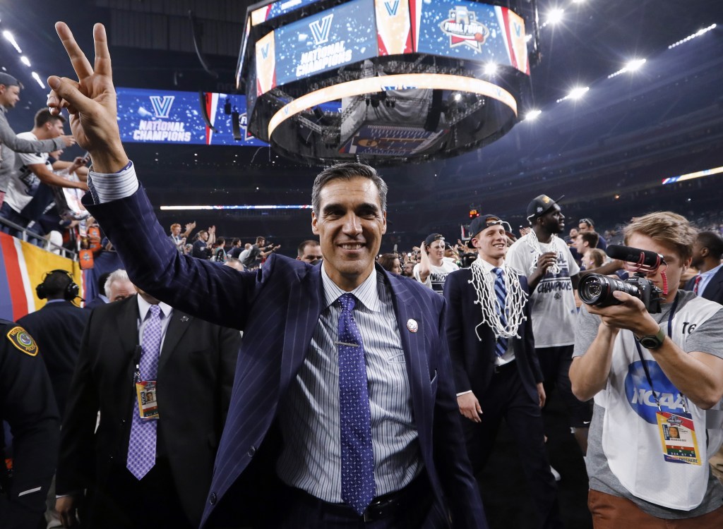 Jay Wright said Jalen Brunson, Josh Hart, Donte DiVincenzo and Mikal Bridges, who won national titles with him, have an "opportunity of a lifetime" to win a title together as pros with the Knicks.