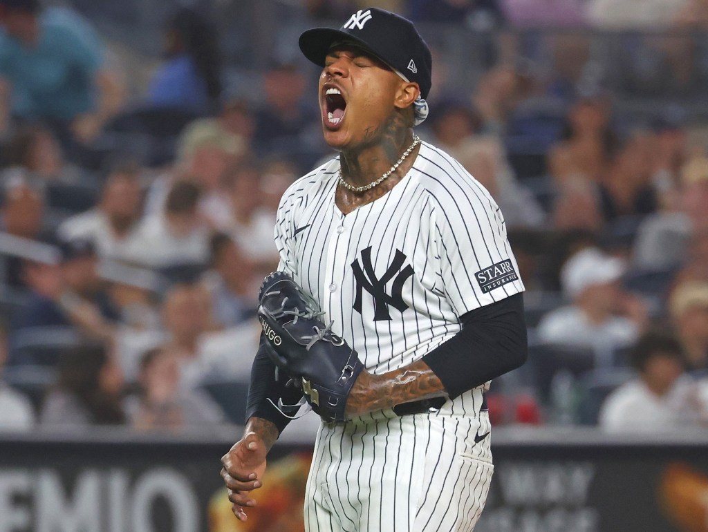 Marcus Stroman lets out a yell after giving up a homer in the seventh inning, but his strong outing was more than enough in the Yankees' 8-3 win over the Braves.