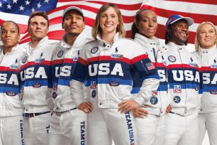 People L-R: Shills Jones, Bobby Finke, Roderick Townsend, Katie Ledecky, Chiaka Ogbogu, Daryl Homer, Jessica Long