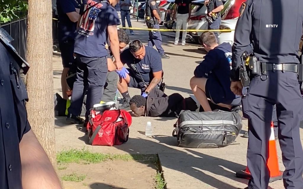 The man was reportedly brandished a knife near East 102 Street and Third Avenue in East Harlem, cops said.