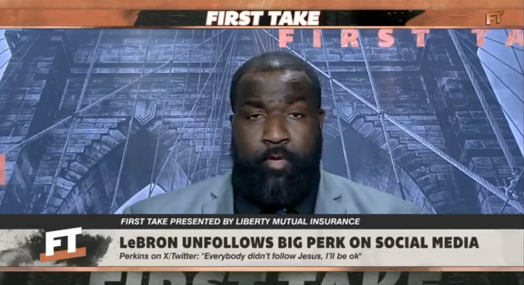 Kendrick Perkins defended his reaction to LeBron James unfollowing him in a 'First Take' segment on Monday.