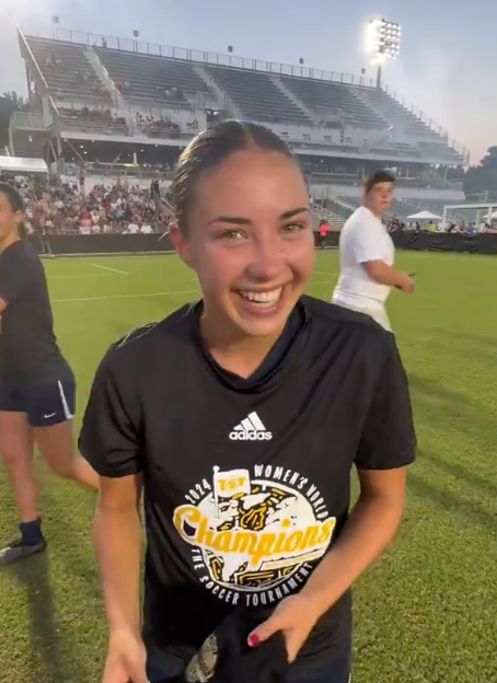 Talia DellaPeruta was all smiles after scoring the game-winning goal.