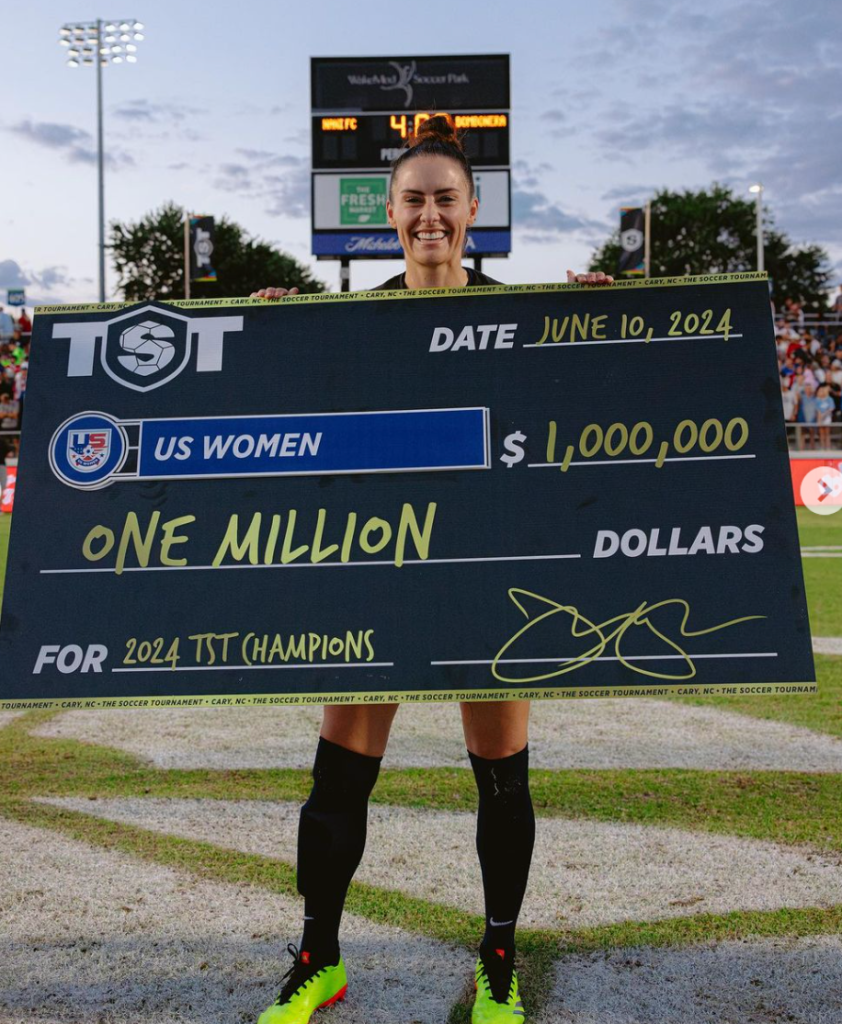The U.S. women won $1 million.