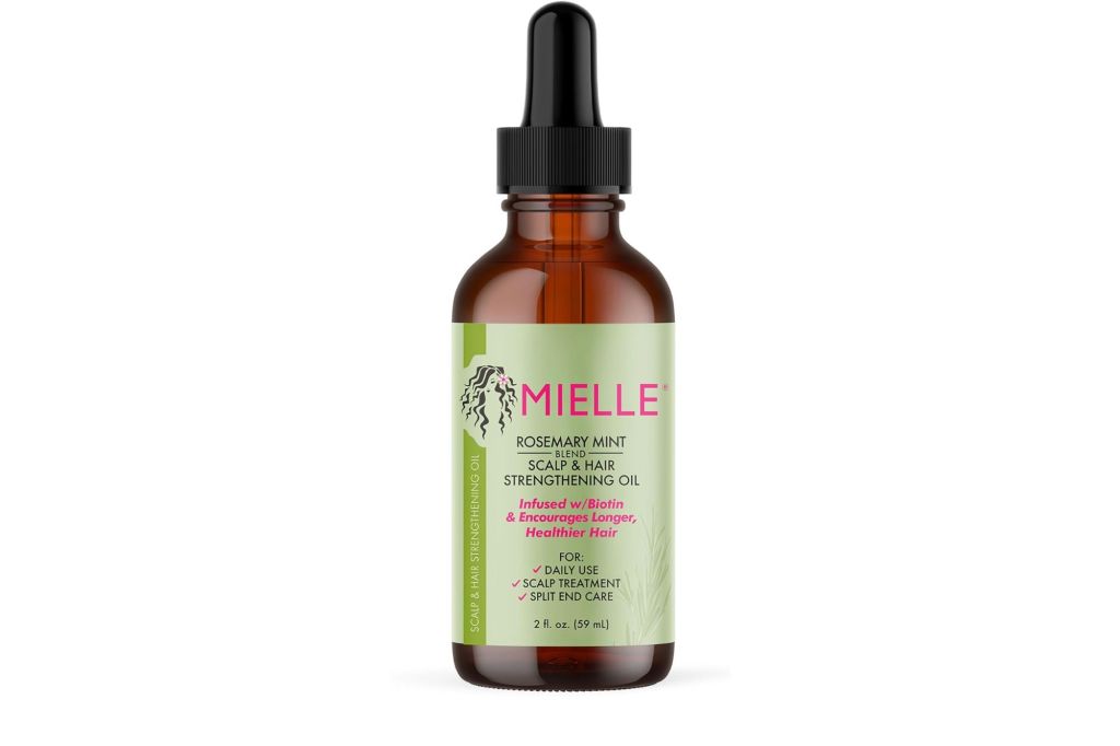 A bottle of Mielle's Rosemary Hair Oil