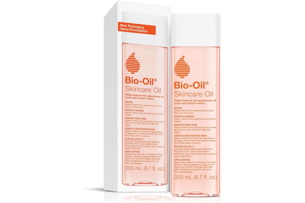 A bottle of Bio-Oil and its package. 