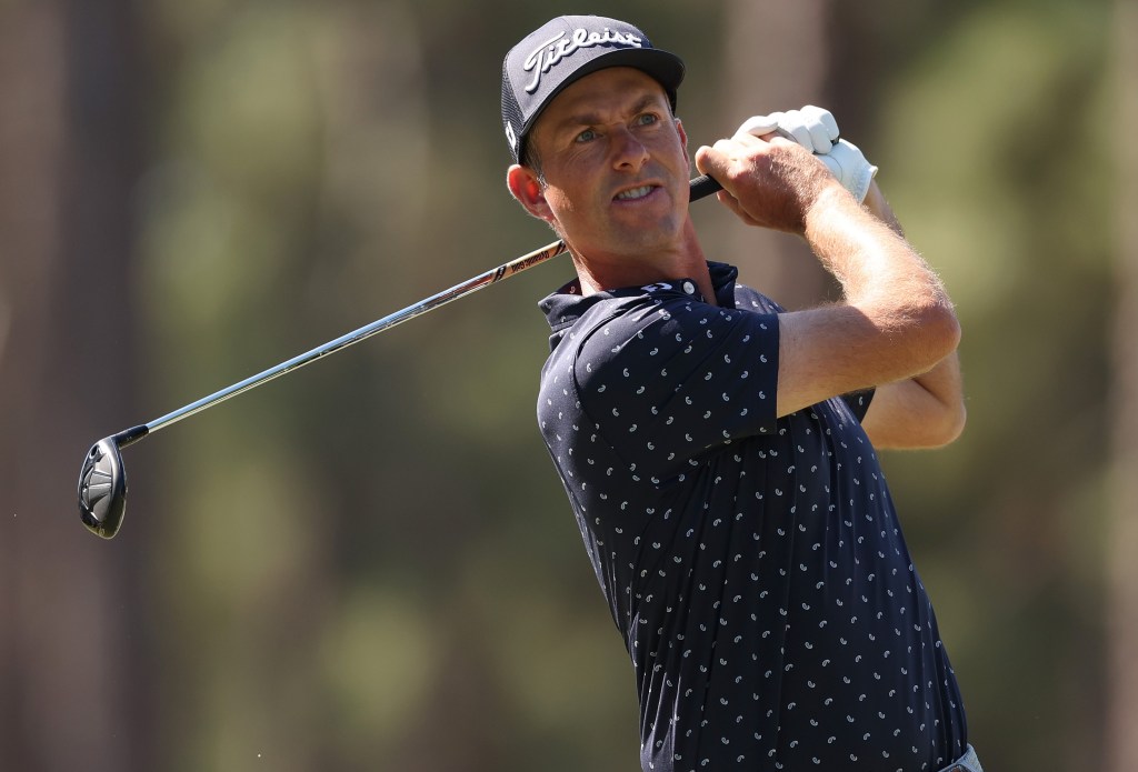 Webb Simpson, who won the U.S. Open in 2012, hits a tee shot during a practice round earlier in the week in preparation for this year's tournament.