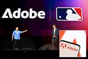 Adobe logo and conference in Las Vegas