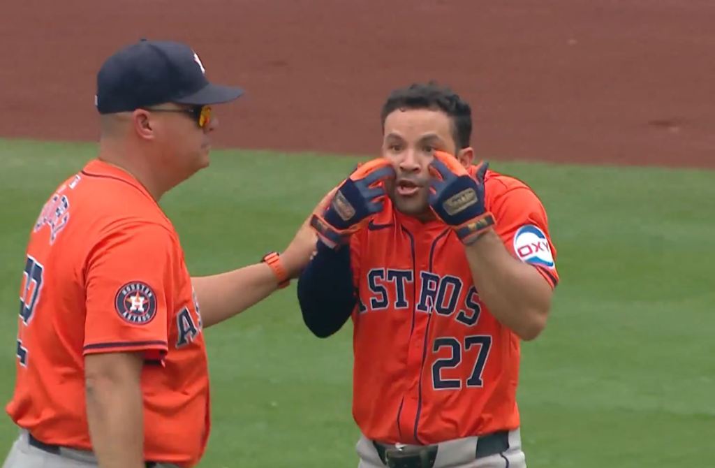 Jose Altuve was ejected for his tirade against the umpires over the call.