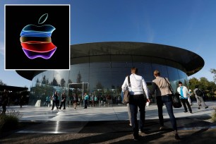 Apple logo and headquarters