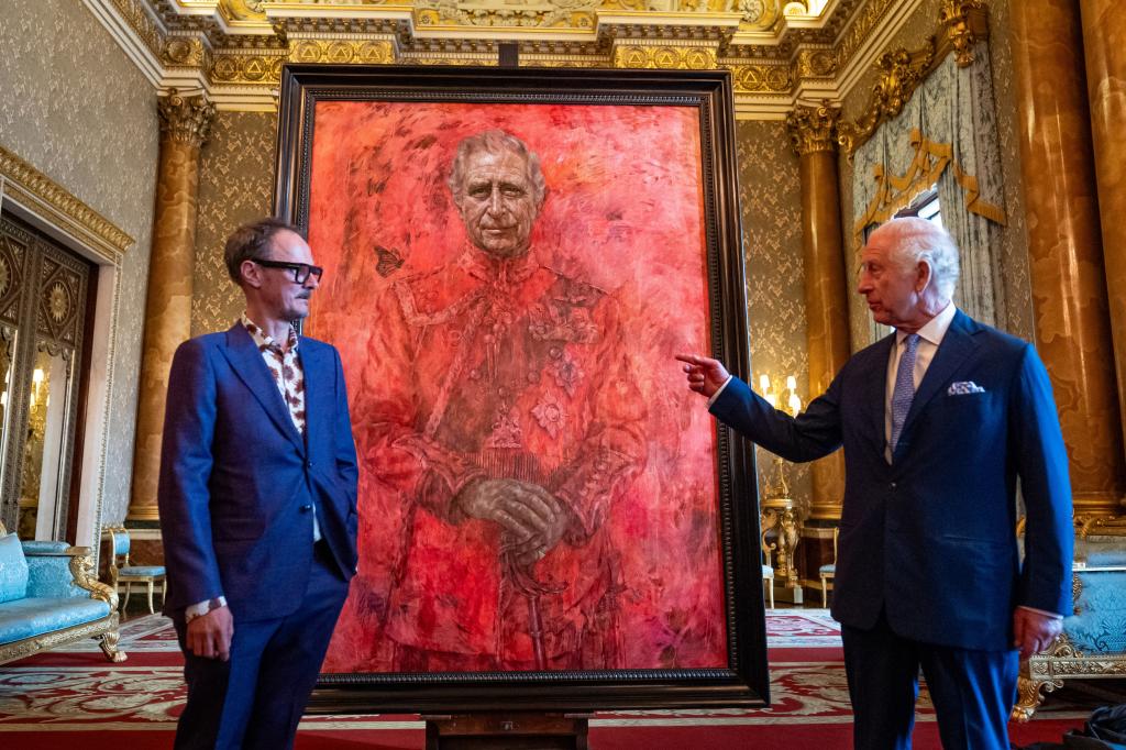 King Charles revealing the portrait of himself.