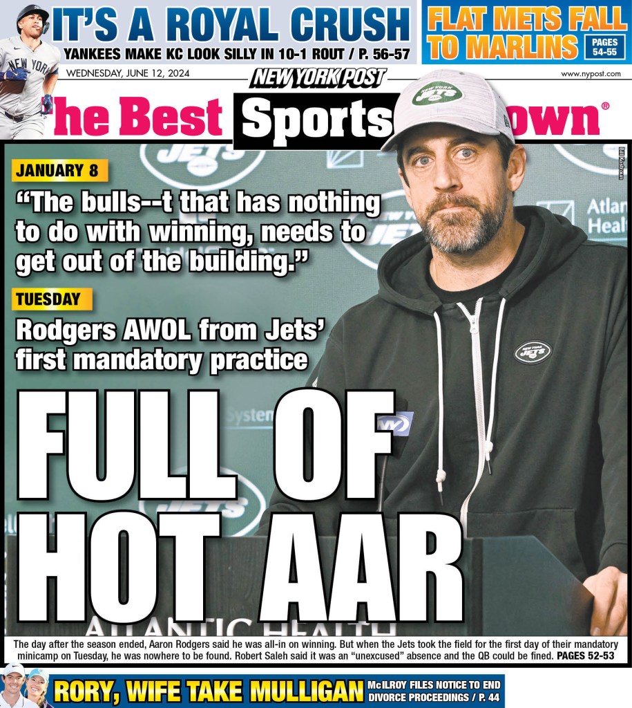 The back cover of the New York Post on June 12, 2024