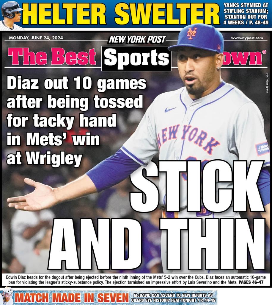 The back cover of the New York Post for June 24, 2024.