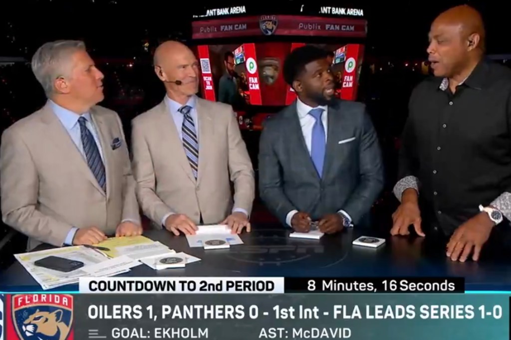 Charles Barkley appeared on ESPN's coverage of Game 2 of the Stanley Cup Final on June 10, 2024.