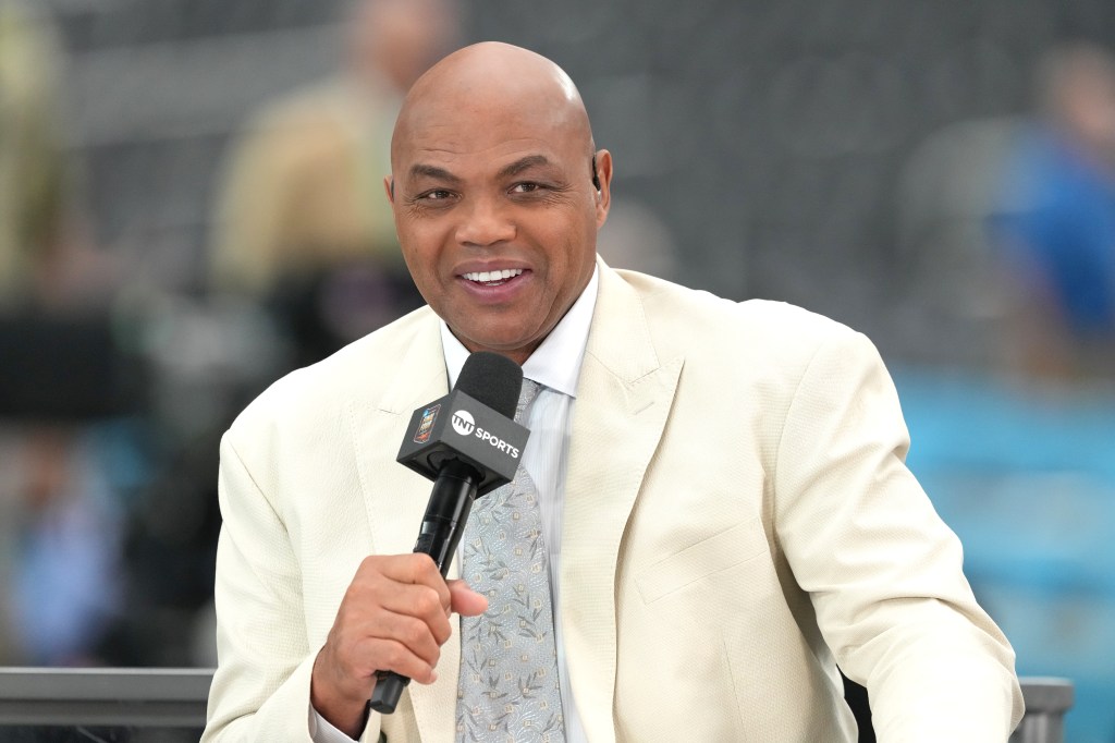 Basketball analyst Charles Barkley on air before the National Championship game between the Purdue Boilermakers and the Connecticut Huskies at State Farm Stadium.