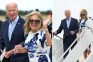 Grimacing Biden clutches Jill's arm after touching down in Hamptons for ritzy fundraiser amid growing calls to step down