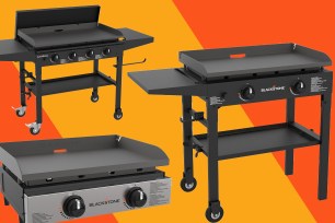 A group of black barbecue grills