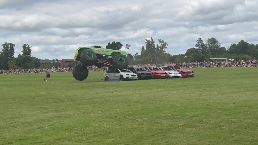 Disgruntled attendees at the Monster Truck Mayhem event in Worcester Pitchcroft, where the single featured monster truck is broken down