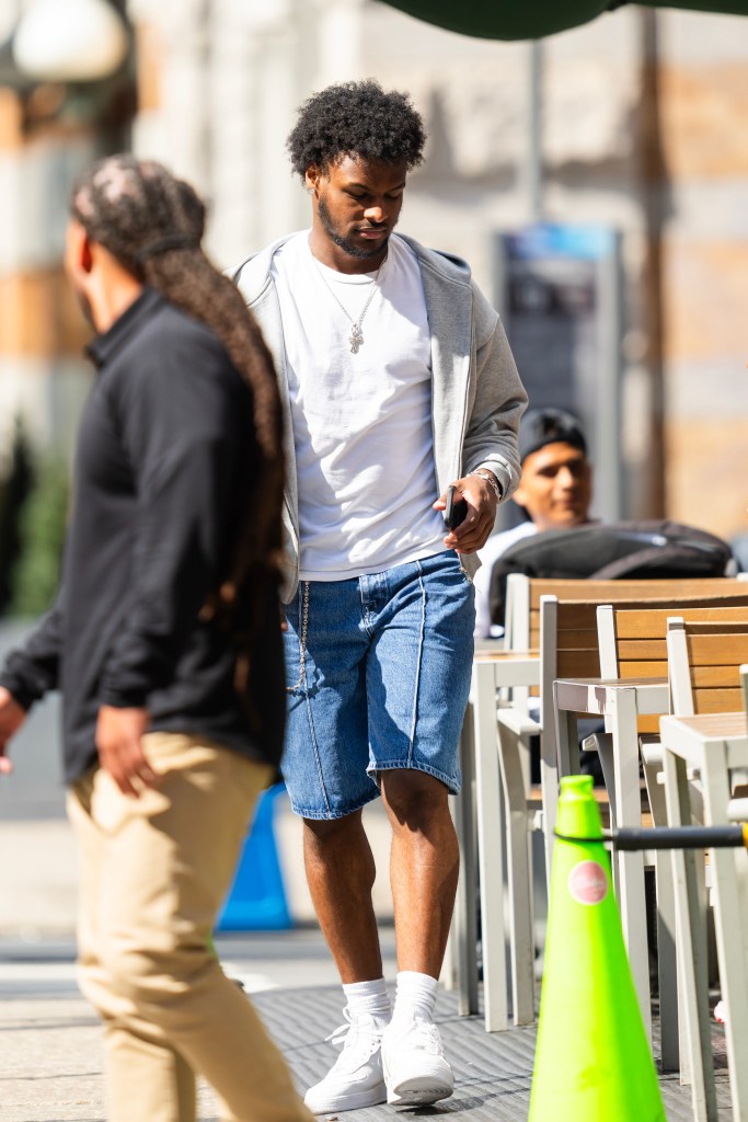 Bronny James is seen in Tribeca on June 25, 2024 in New York City.  