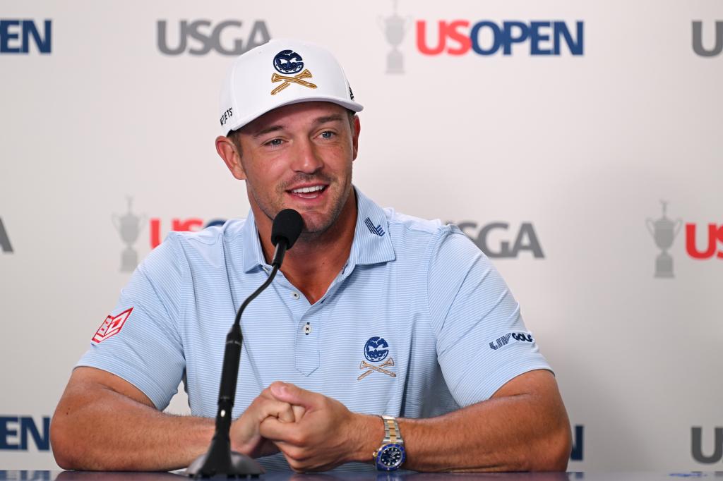 Bryson DeChambeau speaks to the media on June 11, 2024, before the first round of the U.S. Open.