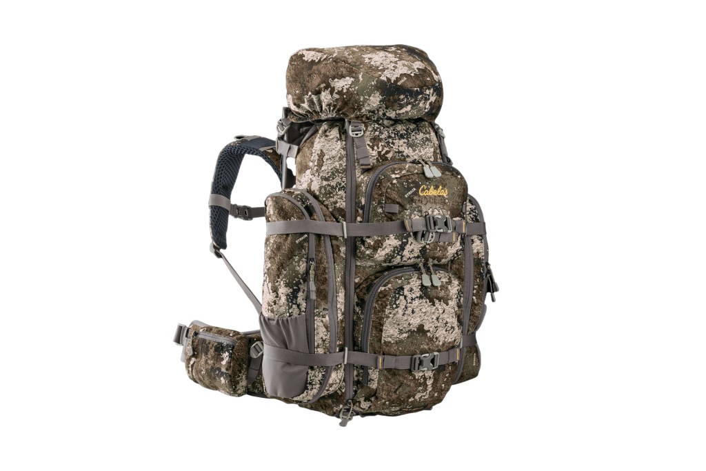 A camouflage backpack with straps