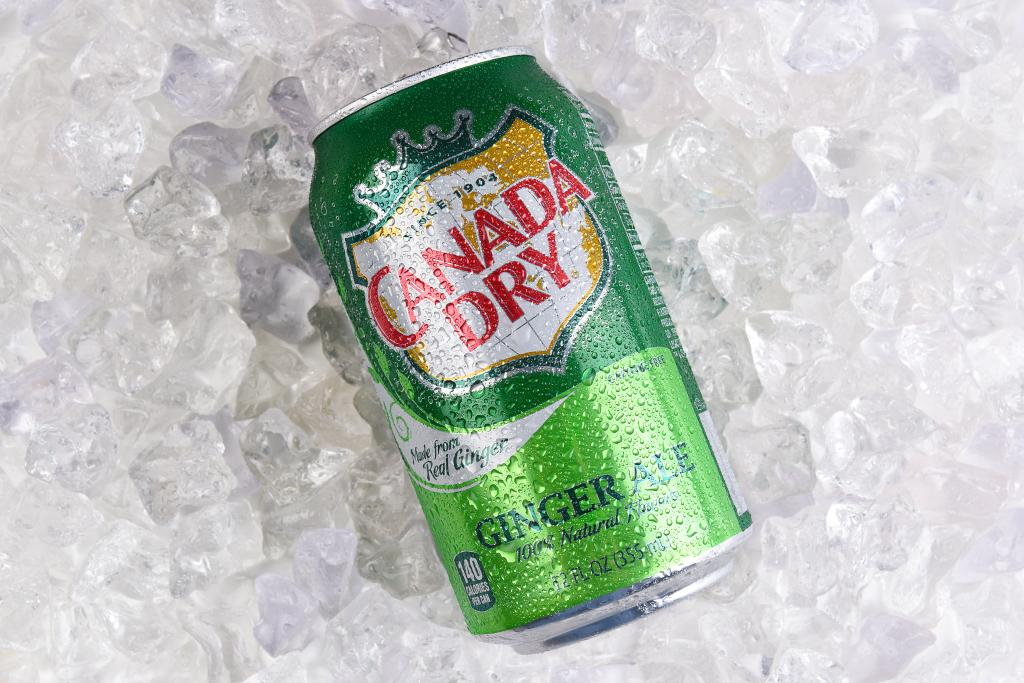 A can of Canada Dry Ginger Ale on ice in Irvine, California