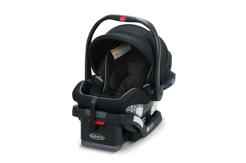 A black baby car seat