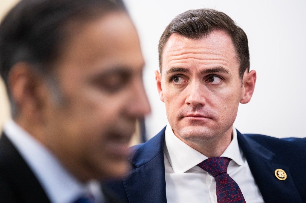 Chairman Mike Gallagher, R-Wis., right, and ranking member Rep. Raja Krishnamoorthi, D-Ill., attend the House Select Committee on the Chinese Communist Party roundtable titled "The Space Race Returns," in Rayburn Building on Wednesday, April 17, 2024.
