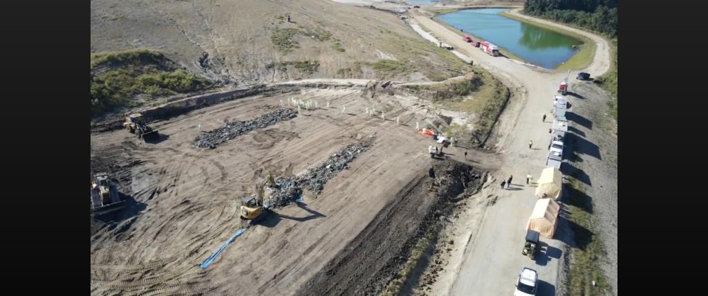 aerial shot of landfill