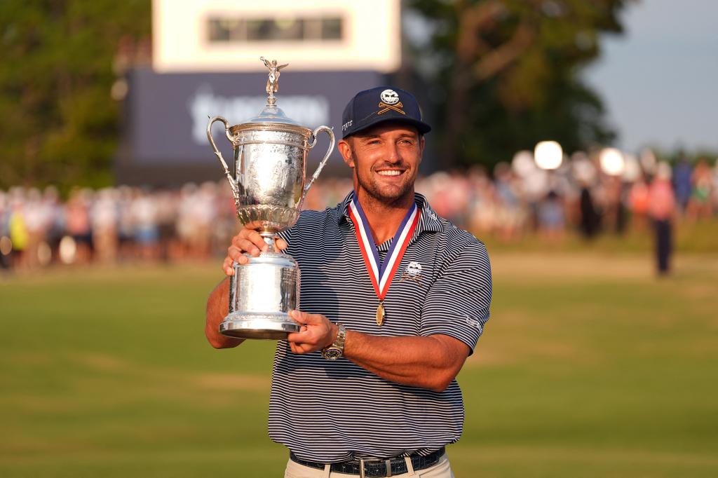 Bryson DeChambeau wore a watch while posing with the trophy after winning the U.S. Open.