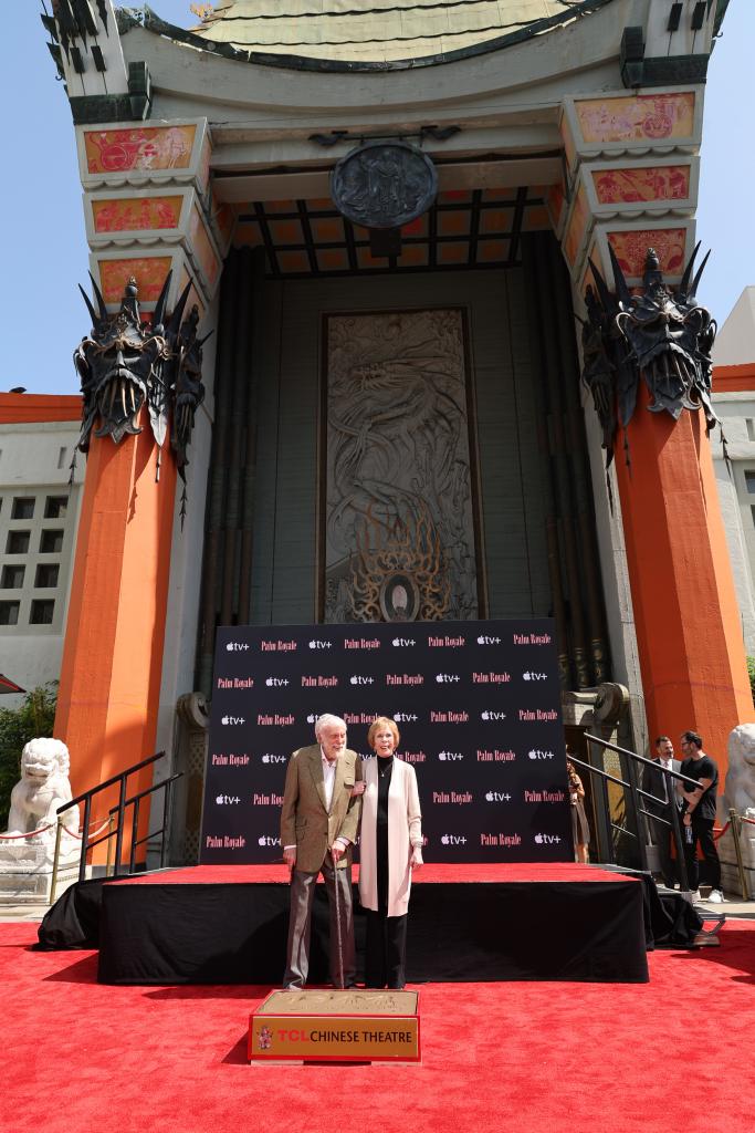 Dick Van Dyke with Carol Burnett outside the Chinese Theatre. 