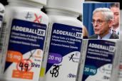 Attorney General Merrick Garland and Adderall bottles