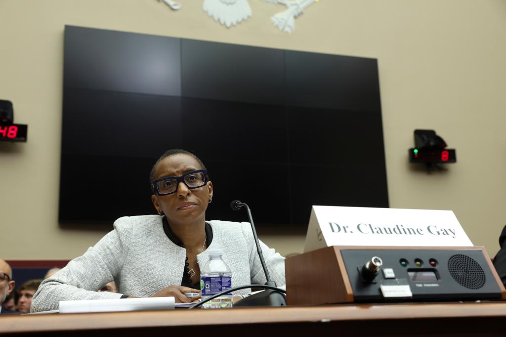 Dr. Claudine Gay, President of Harvard University, testifies before the House Education and Workforce Committee at the Rayburn House Office Building on December 05, 2023 in Washington, DC