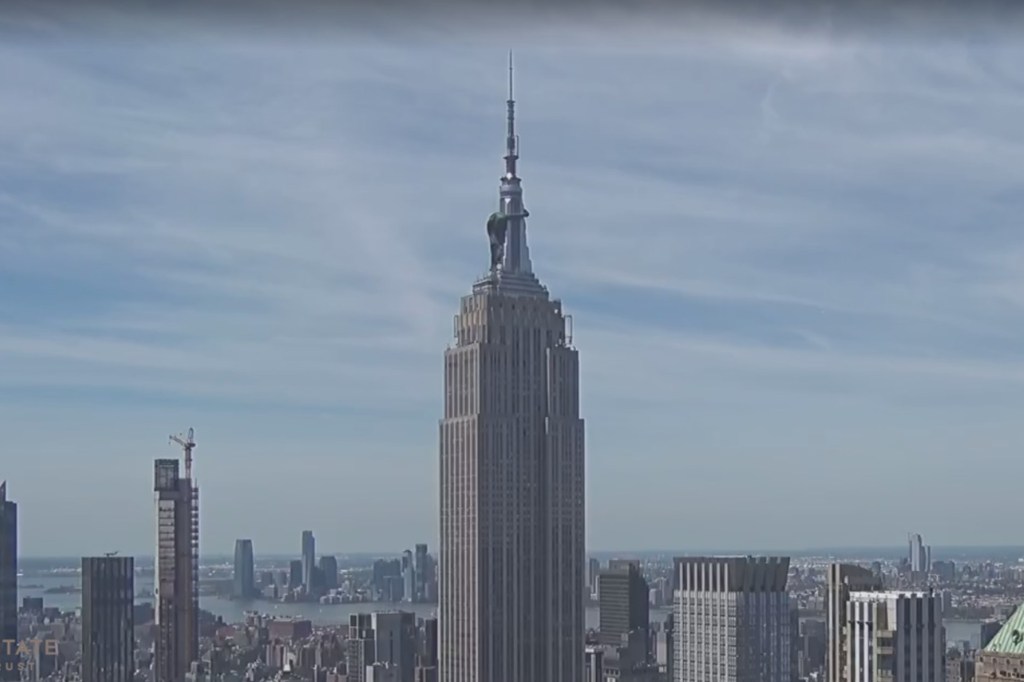 A dragon balloon appears on top of the Empire State Building Sunday, June 16, 2024.