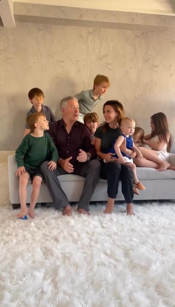 Alec and Hilaria Baldwin with 7 kids. 