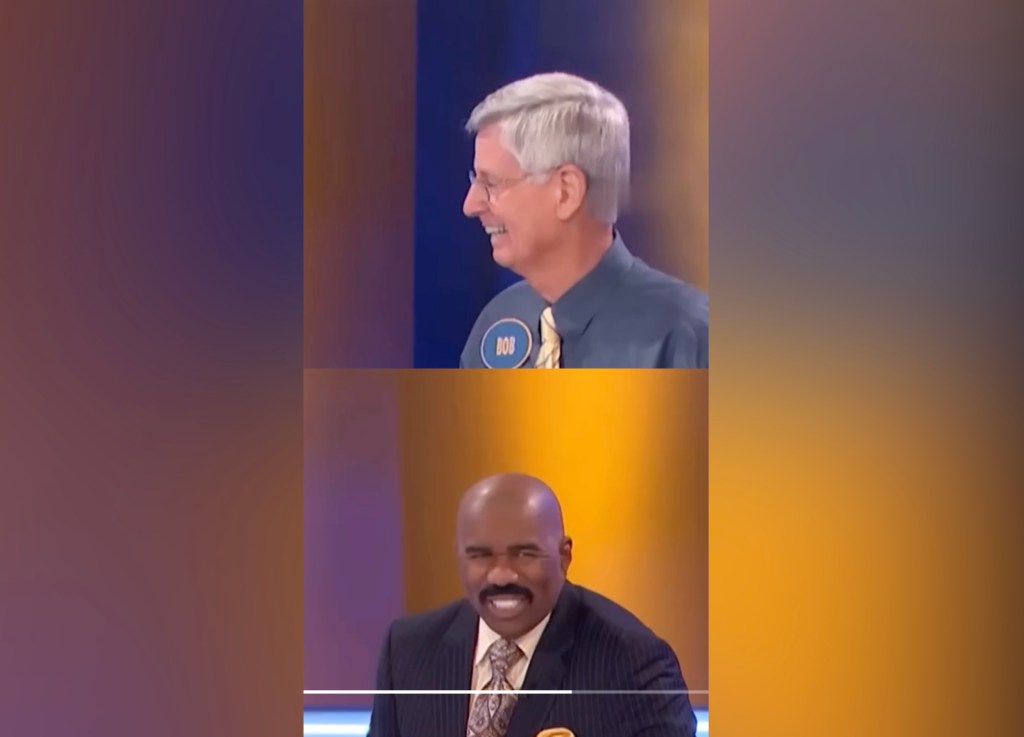 Steve Harvey and Robbie Weatherspoon on "Family Feud"